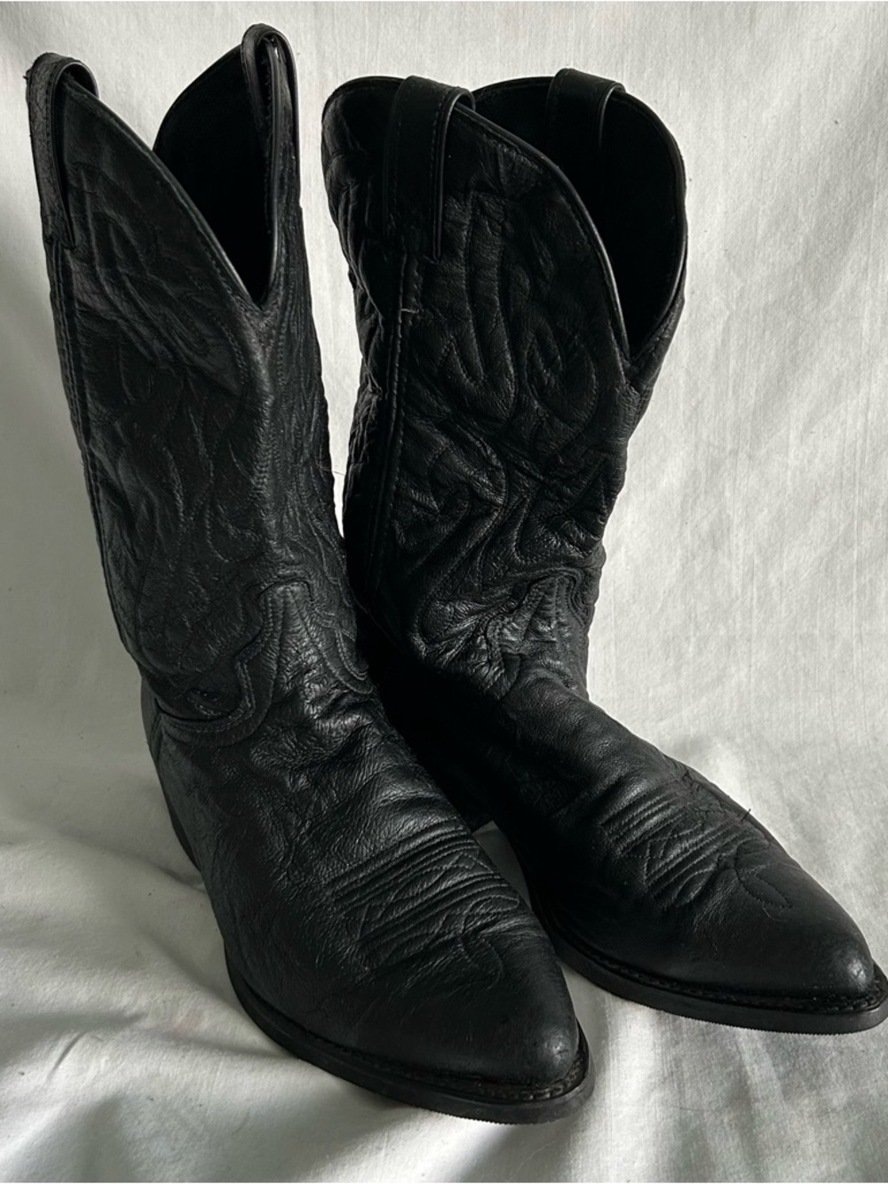 Men’s LAREDO Western Boots Black Leather Pointed Toe Made In USA Size 9EE